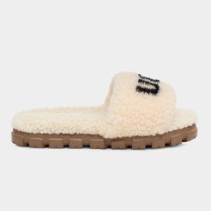 #214 Women's UGG Cozetta Natural Curly Graphic Slides